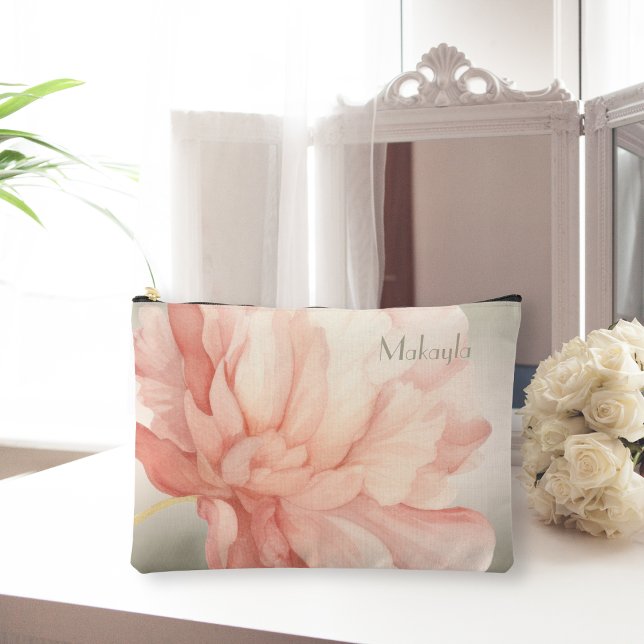 Pochette À Accessoires Aquarelle assez élégante Peach Peony (Créateur téléchargé)