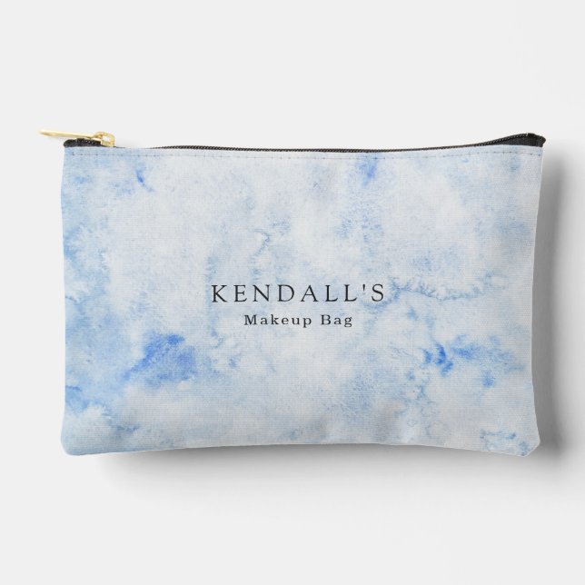 Pochette À Accessoires Aquarelle Bleue Élégante (Recto)