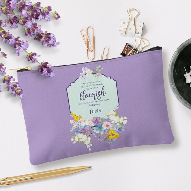 Pochette À Accessoires Aquarelle Flore Écriture Verse Personnalisé (Créateur téléchargé)