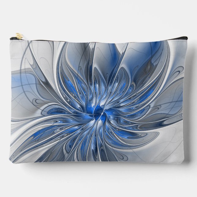 Pochette À Accessoires Aquarelle gris bleu Abstrait Fractal Art Flower (Recto)
