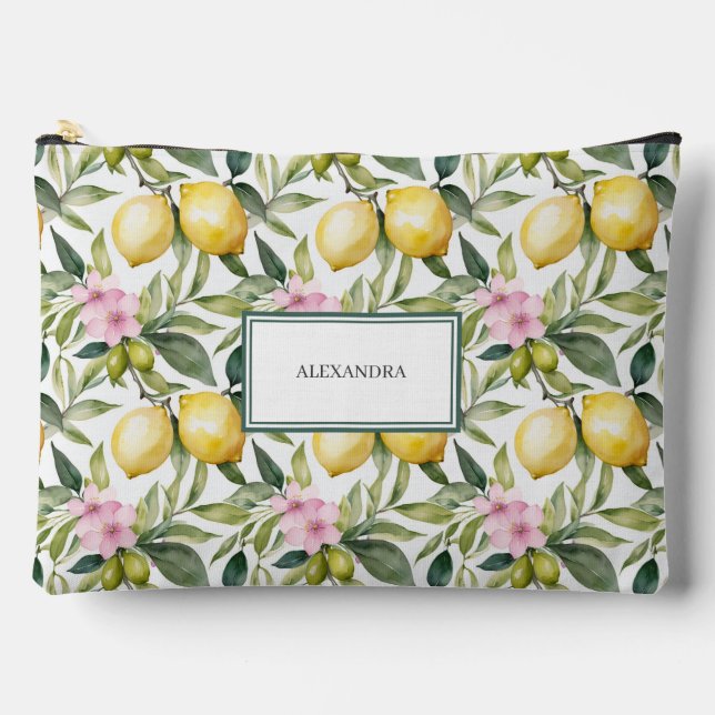 Pochette À Accessoires Aquarelle méditerranéenne en fleur de citron itali (Recto)