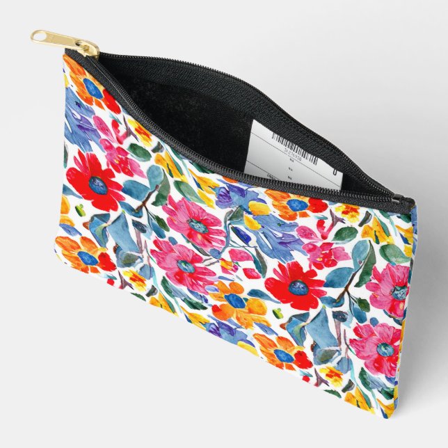 Pochette À Accessoires Aquarelle Motif Floral (Ouvrir)