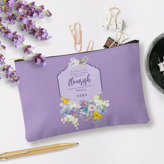 Pochette À Accessoires Aquarelle Printemps Floral Bible Verse Personnalis (Créateur téléchargé)
