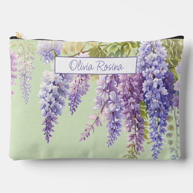 Pochette À Accessoires Aquarelle violette glycine florale lilas botanique (Recto)