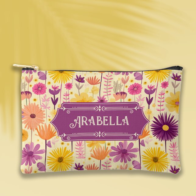 Pochette À Accessoires Arabella en cascade moderne modèle floral (Créateur téléchargé)