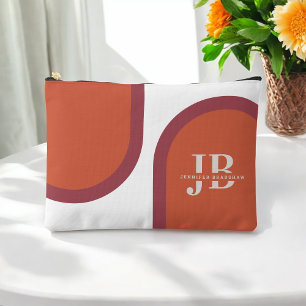 Pochette À Accessoires Arc simple magenta rose corail avec monogramme