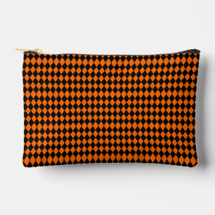 Pochette À Accessoires Argyle classique orange et noir Halloween