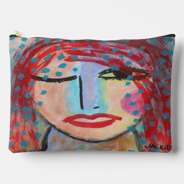 Pochette À Accessoires Art Abstrait Red Head (Recto)