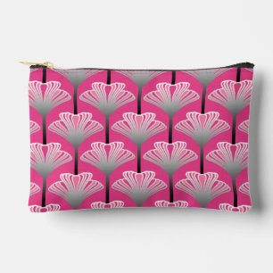 Pochette À Accessoires Art déco Lily, Fuchsia rose et gris argenté