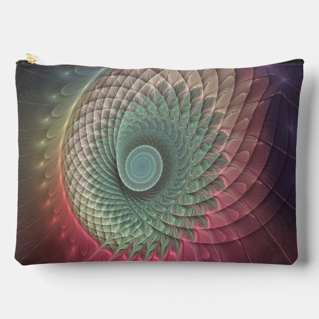Pochette À Accessoires Art fractal moderne coloré escargot abstrait (Recto)
