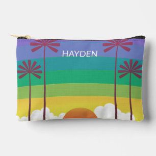 Pochette À Accessoires Art personnalisé de palmiers au coucher du soleil