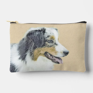Pochette À Accessoires Australian Shepherd Black Tri Peinture Dog Art