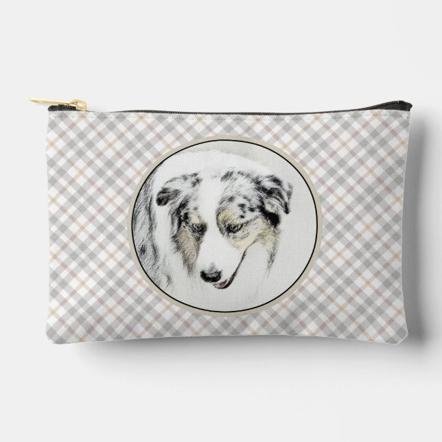 Pochette À Accessoires Australian Shepherd Peinture Blue Merle Dog Art (Recto)