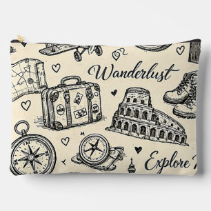 Pochette À Accessoires Aventures de voyage vintage motif sans couture