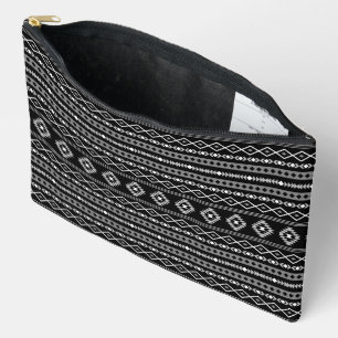 Pochette À Accessoires Aztec blanc gris noir Motifs mélangés Motif