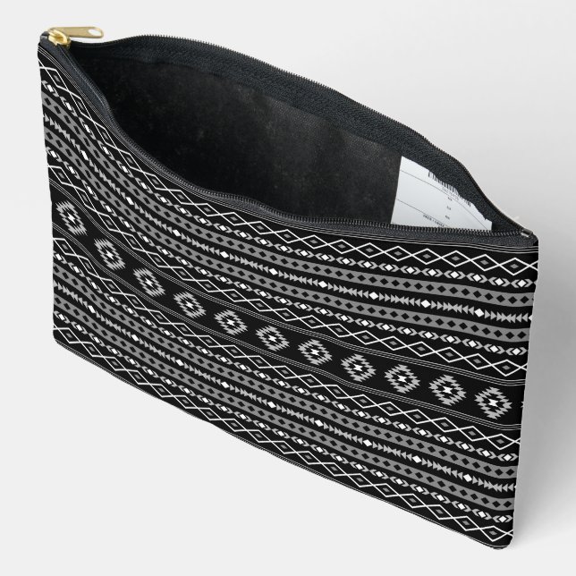 Pochette À Accessoires Aztec blanc gris noir Motifs mélangés Motif (Ouvrir)