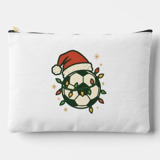 Pochette À Accessoires Ballon de Football Lumières de Noël Chapeau de Pèr