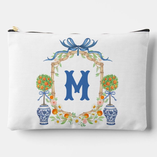 Pochette À Accessoires Bambou & Cimier Topiaire Orange | Monogramme à 1 l (Recto)