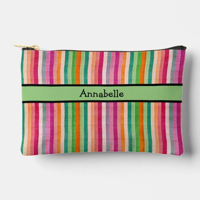 Pochette À Accessoires Bande vibrante rouge et verte (Recto)