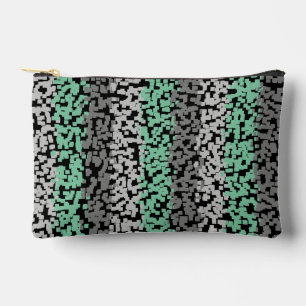 Pochette À Accessoires Bandes numériques pixélisées, vertes, grises, noir