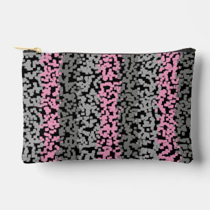 Pochette À Accessoires Bandes pixelisées numériques roses, grises et noir