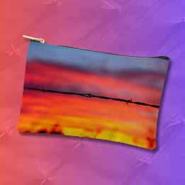 Pochette À Accessoires Barrière de Fil de Fer Barbelé au Coucher du Solei