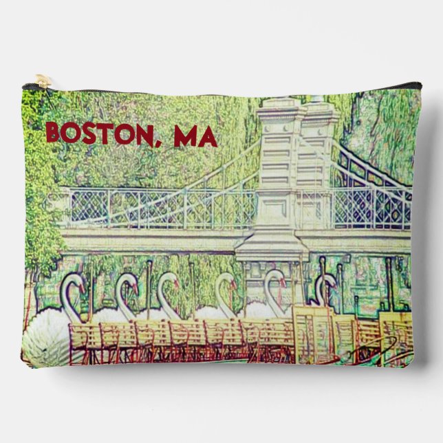 Pochette À Accessoires Bateaux cygnes de Boston en crayon et encre (Recto)