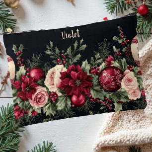 Pochette À Accessoires baubles de noël colorés avec fleurs