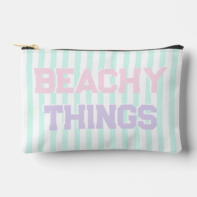Pochette À Accessoires Beachy Things - Joli Pastel & Turquoise Stripes (Recto)