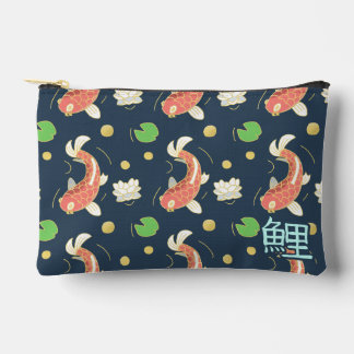 Pochette À Accessoires Beaux Koi Rouges Avec Kanji