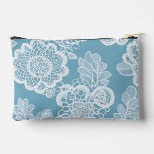 Pochette À Accessoires Bébé motifs floraux bleu et blanc art IA