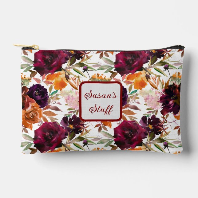 Pochette À Accessoires Belle florale personnalisée (Recto)