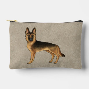 Pochette À Accessoires Berger Allemand noir et feu Dessin Animé de Chien