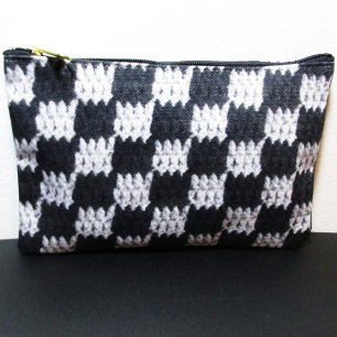 Pochette À Accessoires Black Grey À damiers Motif Crochet Artiste Imprime