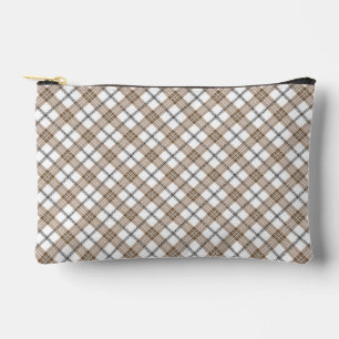 Pochette À Accessoires Blanc beige noir diagonale lumière à damiers motif