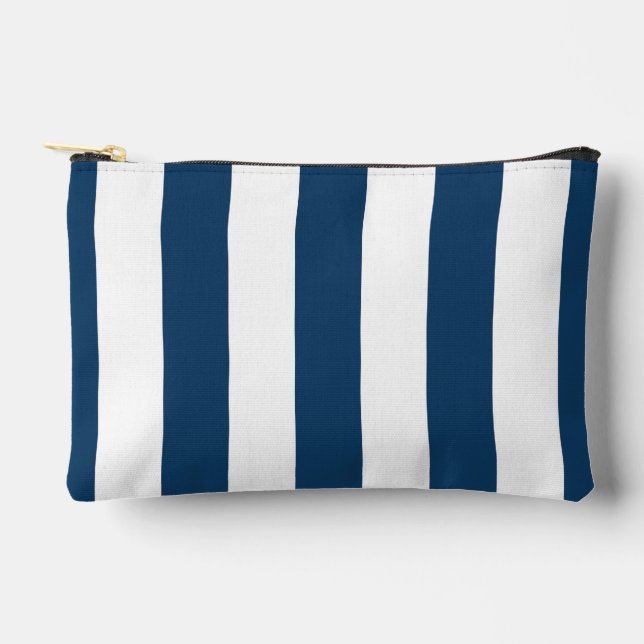 Pochette À Accessoires Bleu de marine, Blancs, Motif rayé (Recto)