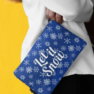 Pochette À Accessoires Bleu et blanc flocons de neige laissez-le neiger