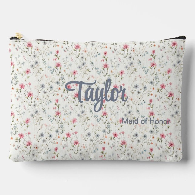 Pochette À Accessoires Bleu + Fête de la Mariée Romantique Bourgogne (Recto)