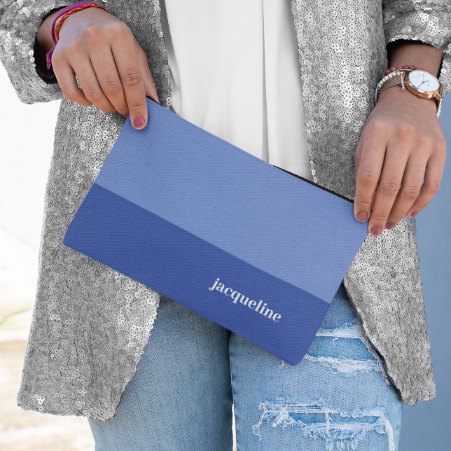Pochette À Accessoires Bleu foncé clair Style simple Nom personnalisé (Créateur téléchargé)