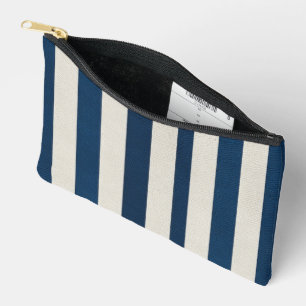 Pochette À Accessoires Bleu marine et crème rayure verticale Seamless 