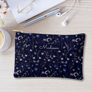 Pochette À Accessoires Bleu pourpre joli Fleur sauvage motif floral