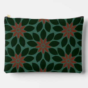 Pochette À Accessoires Bloc Imprimer Carrelage Fleurs vert foncé rouge