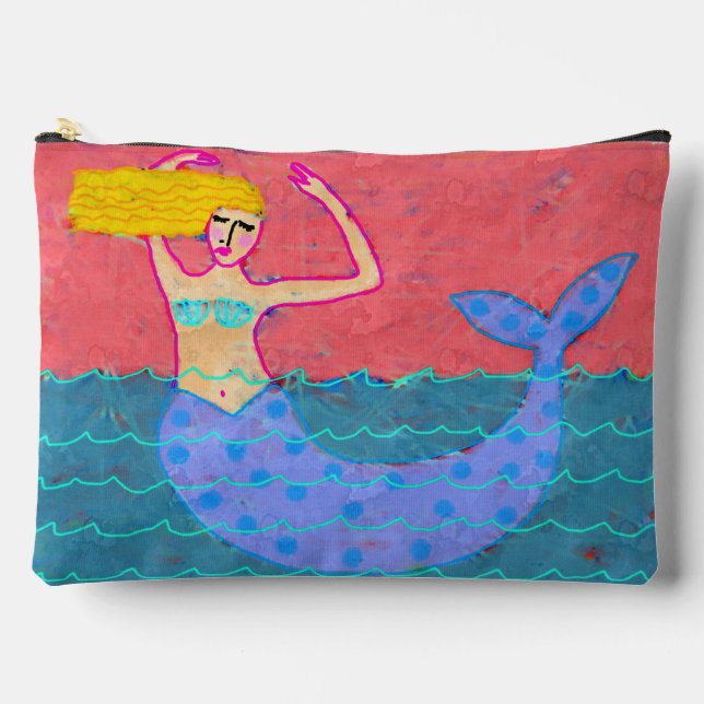 Pochette À Accessoires Blonde Mermaid Art Abstrait (Recto)