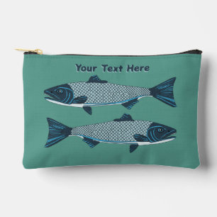Pochette À Accessoires Blue Folk Art Trout/Saumon
