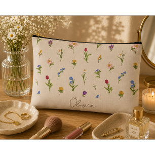 Pochette À Accessoires Boho Floral Arc-en-ciel