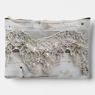 Pochette À Accessoires Bois rustique et dentelle antique