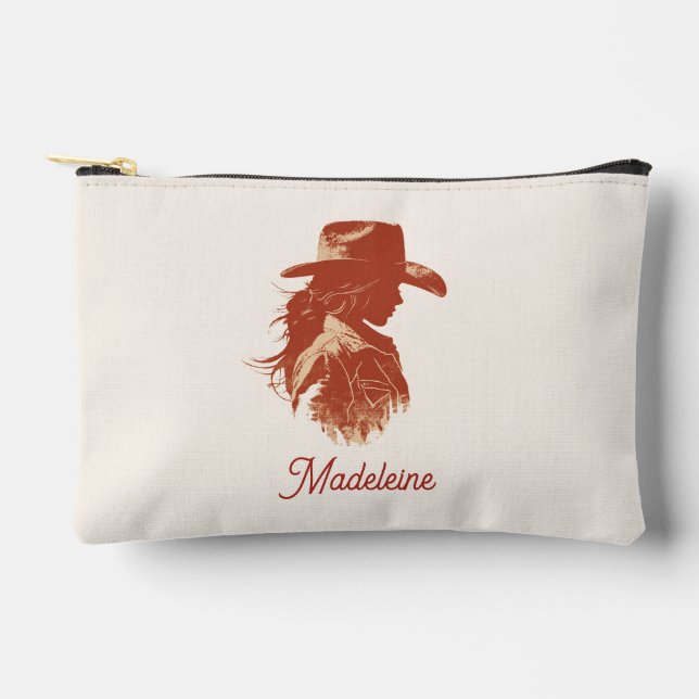Pochette À Accessoires Bold Retro Western Cowgirl Bachelorte Nom (Recto)
