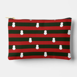 Pochette À Accessoires Bonhomme de neige rayures rouges et vertes Noël mi