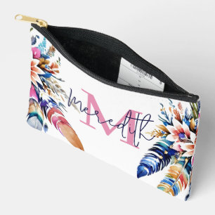 Pochette À Accessoires bordure de plumes bohème personnalisée
