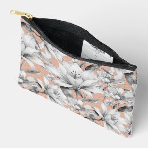 Pochette À Accessoires Botanique noir blanc rose or parties scintillant f